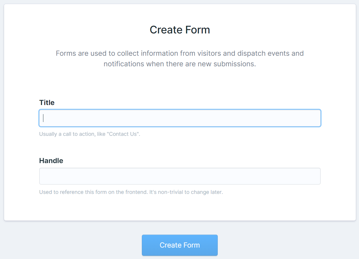 Statamic Forms Example of creating form